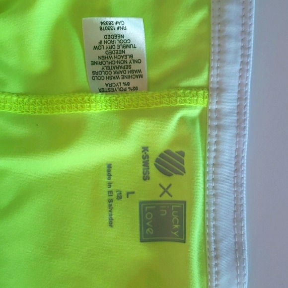 Lucky in Love L skort kwiss series White please with neon green shorts - Picture 3 of 6